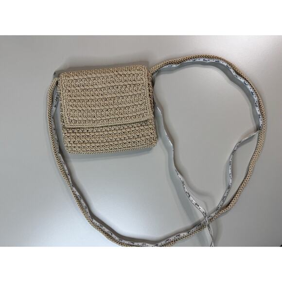 The Sak Mini Purse Crossbody Shoulder Bag Taupe Tan Crochet Boho Y2K Travel - Picture 10 of 12